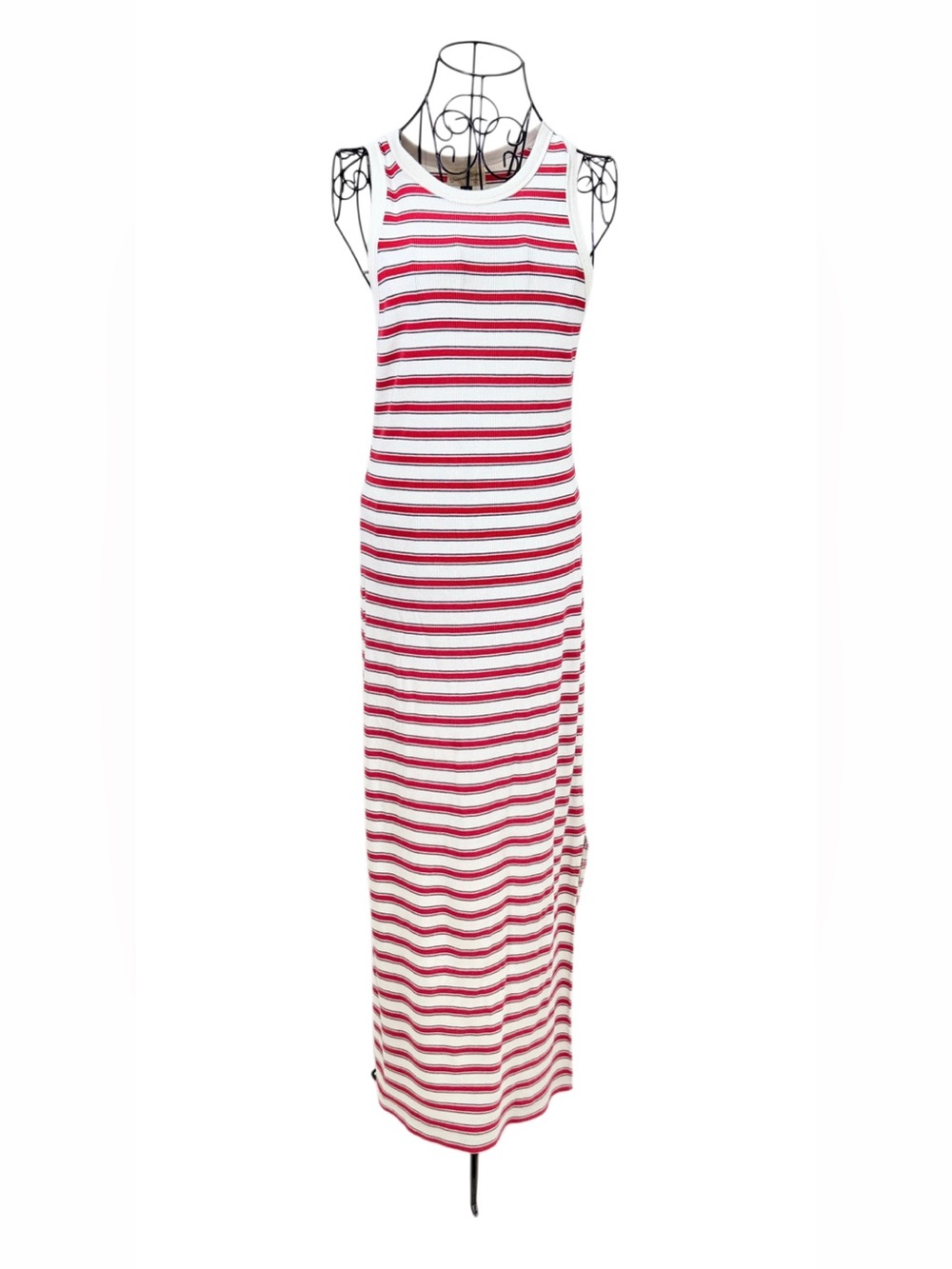 Universal Thread Red and White Striped Sleeveless Maxi Dress-Skirt